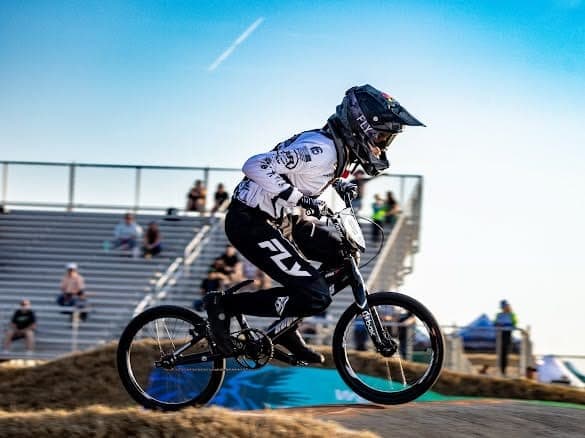 Liam G Adams mid-race at Rock Hill BMX Nationals, 2026